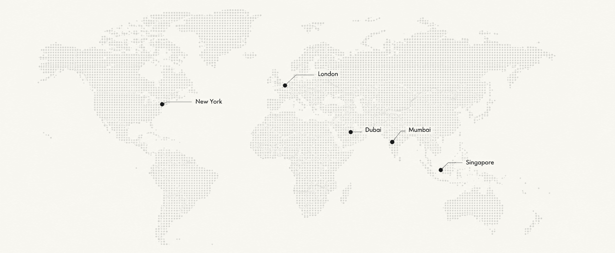 World map marking Altura offices in New York, London, Dubai, Mumbai, and Singapore